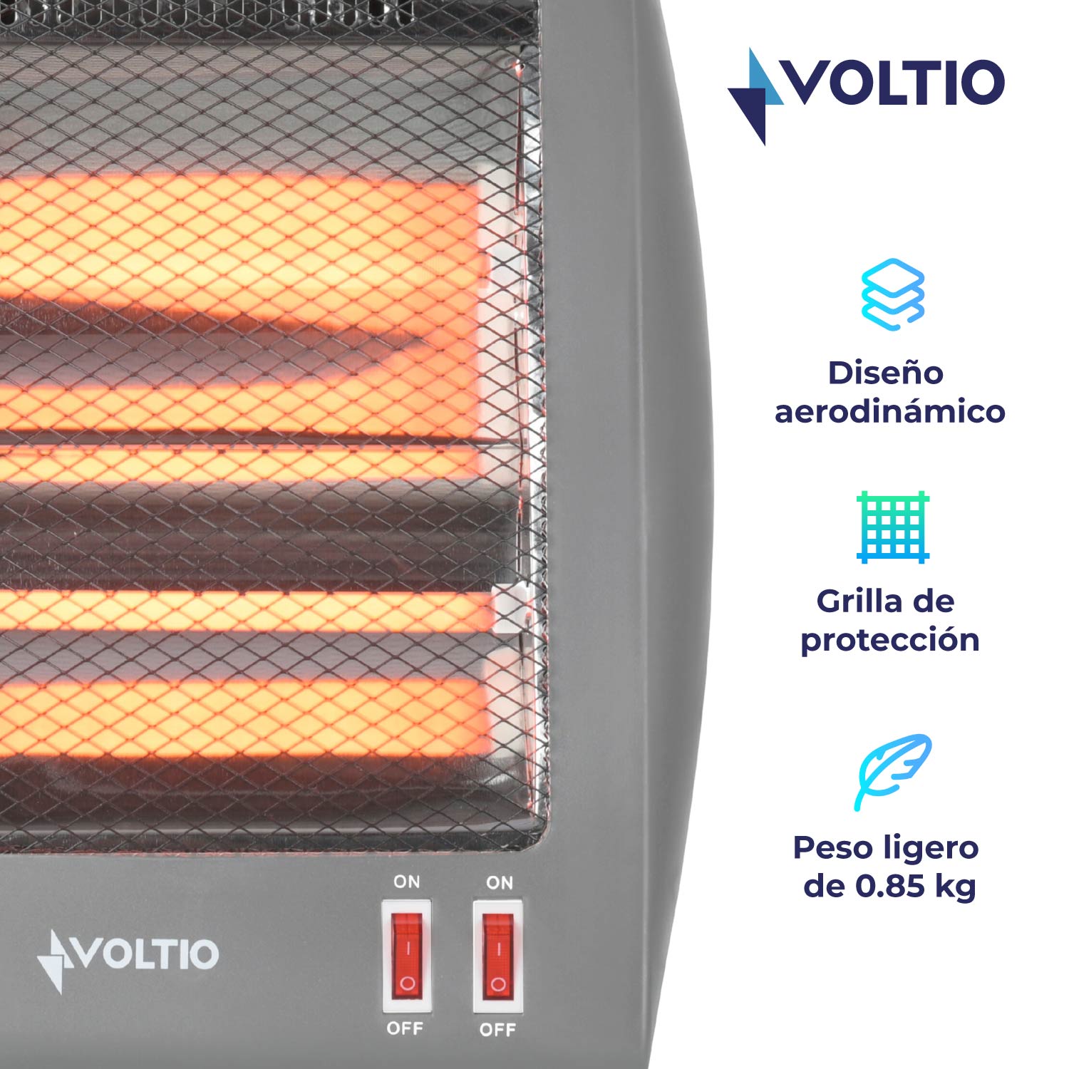 Foto 5 pulgar | Calefactor Eléctrico Voltio de Cuarzo 2 Niveles 800w