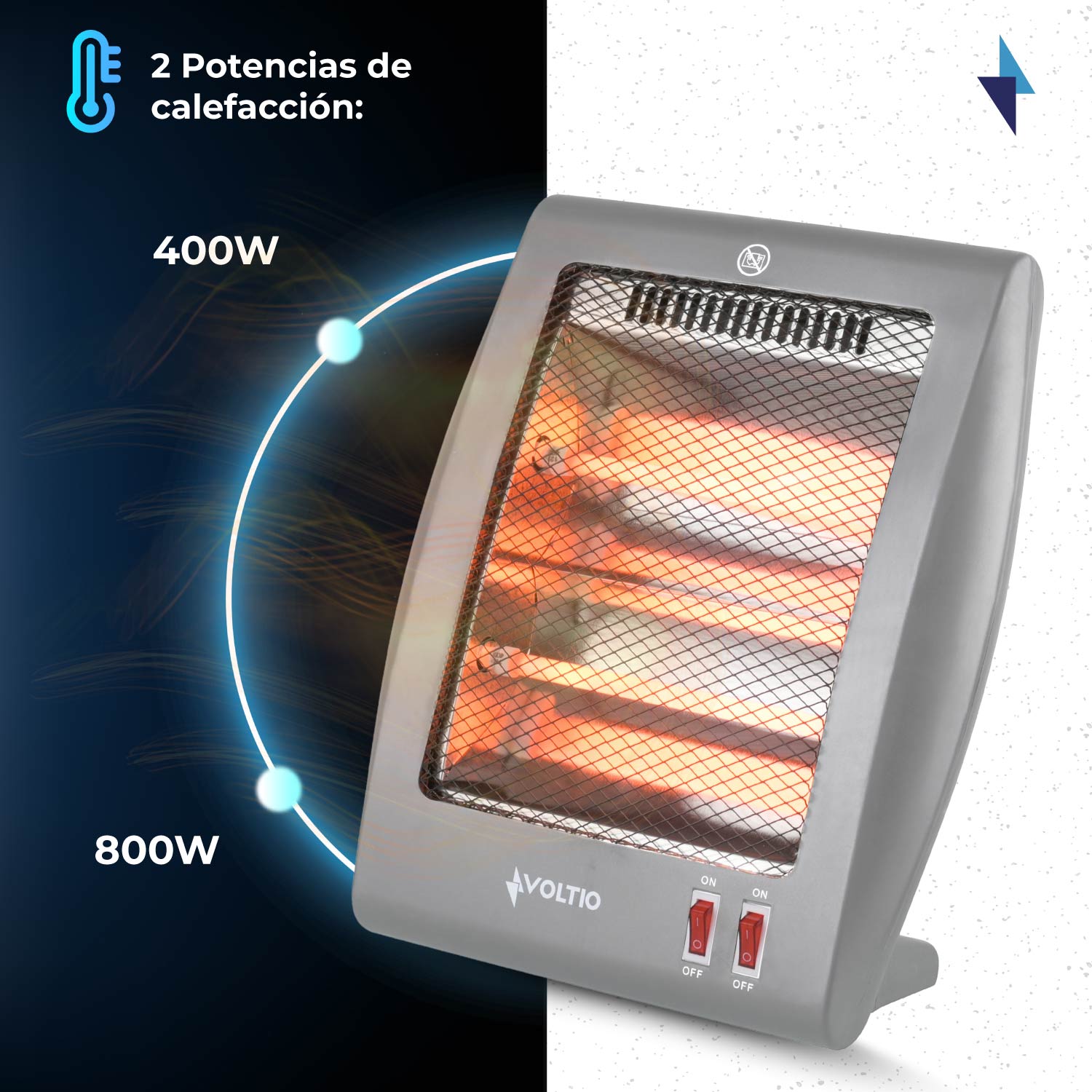 Foto 6 pulgar | Calefactor Eléctrico Voltio de Cuarzo 2 Niveles 800w