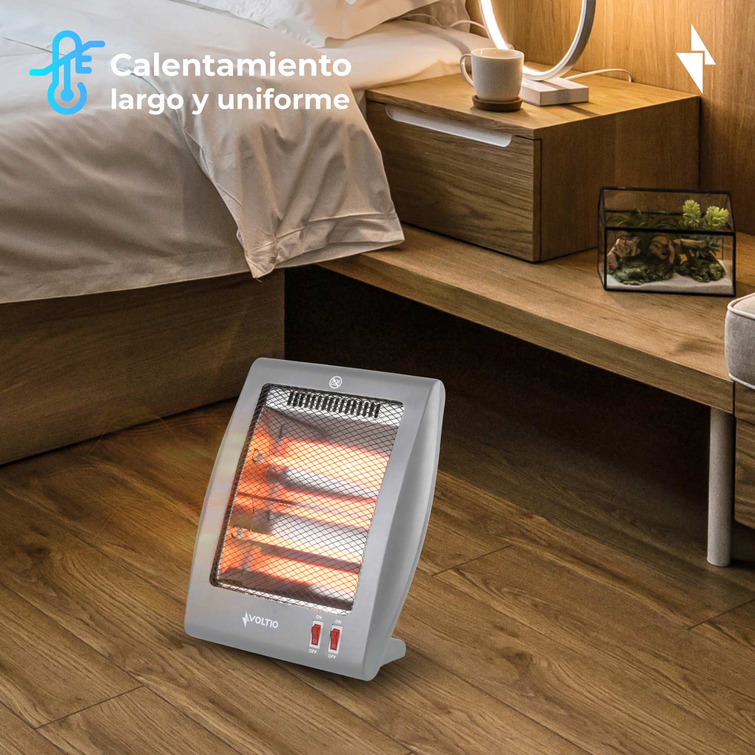 Foto 6 | Calefactor Eléctrico Voltio de Cuarzo 2 Niveles 800w