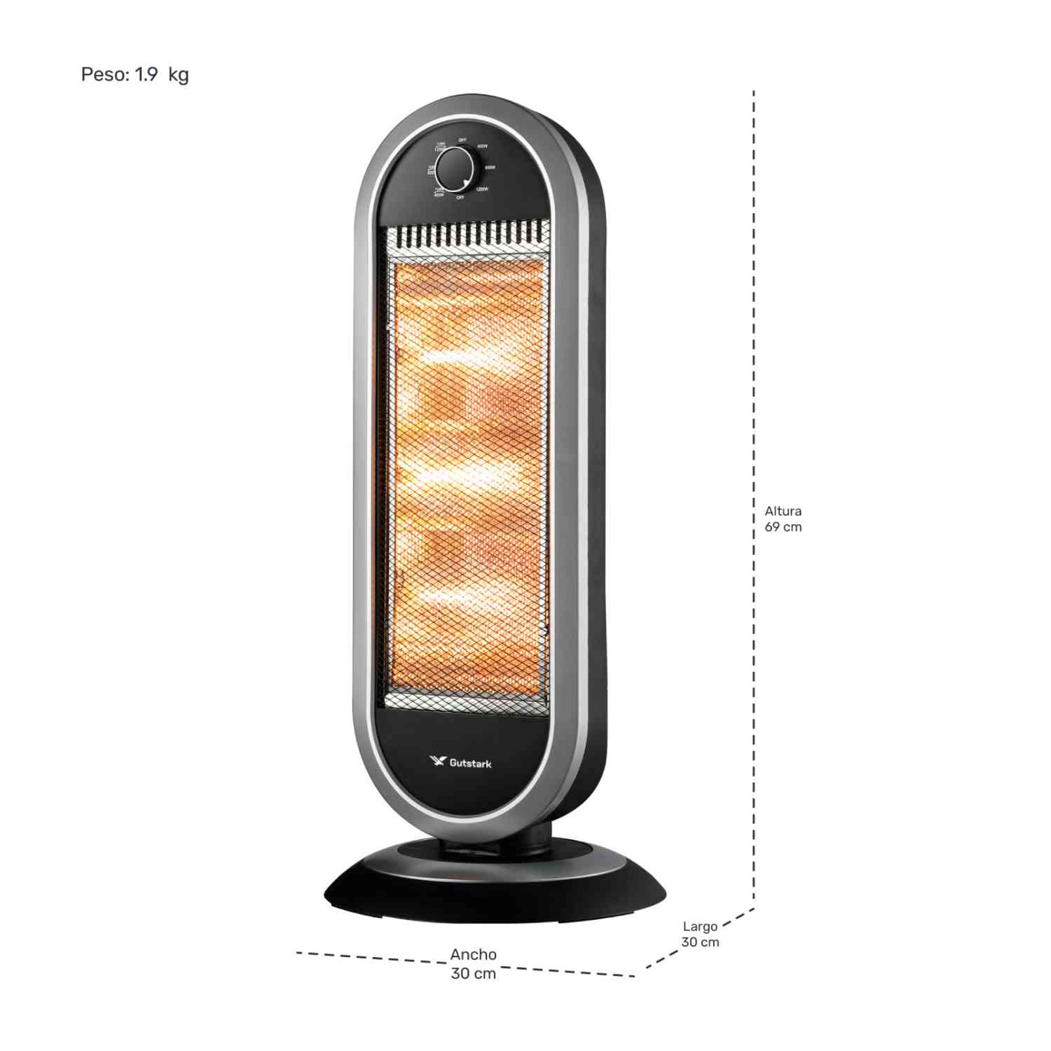Foto 5 | Calefactor Halogeno Oscilacion 90° 6 Ajustes Electrico 1200w