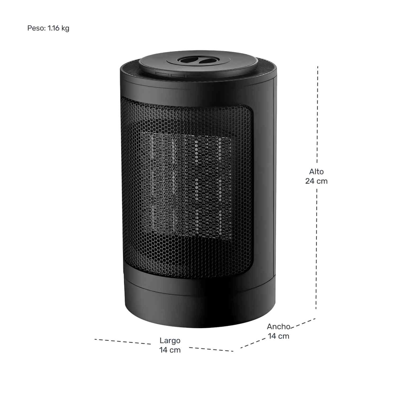 Foto 7 | Mini Calefactor Eléctrico Gutstark 1500w Negro