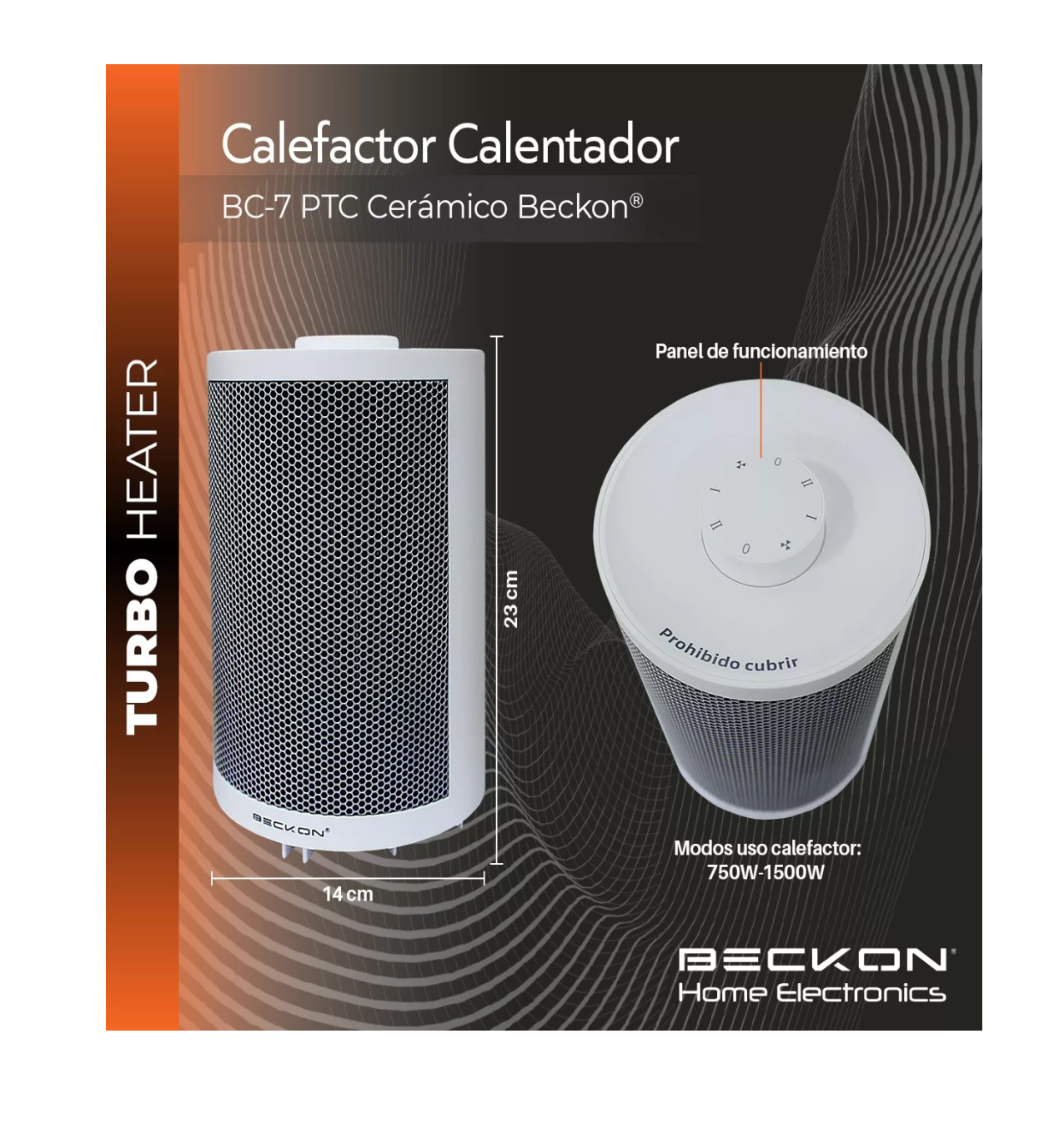 Foto 5 pulgar | Calentador Beckon Compacto 750w 1500w Redondo Blanco