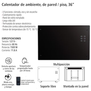 Foto 7 | Calefactor De Ambiente Para Piso Y Pared IUSA GH-15F 1500 W