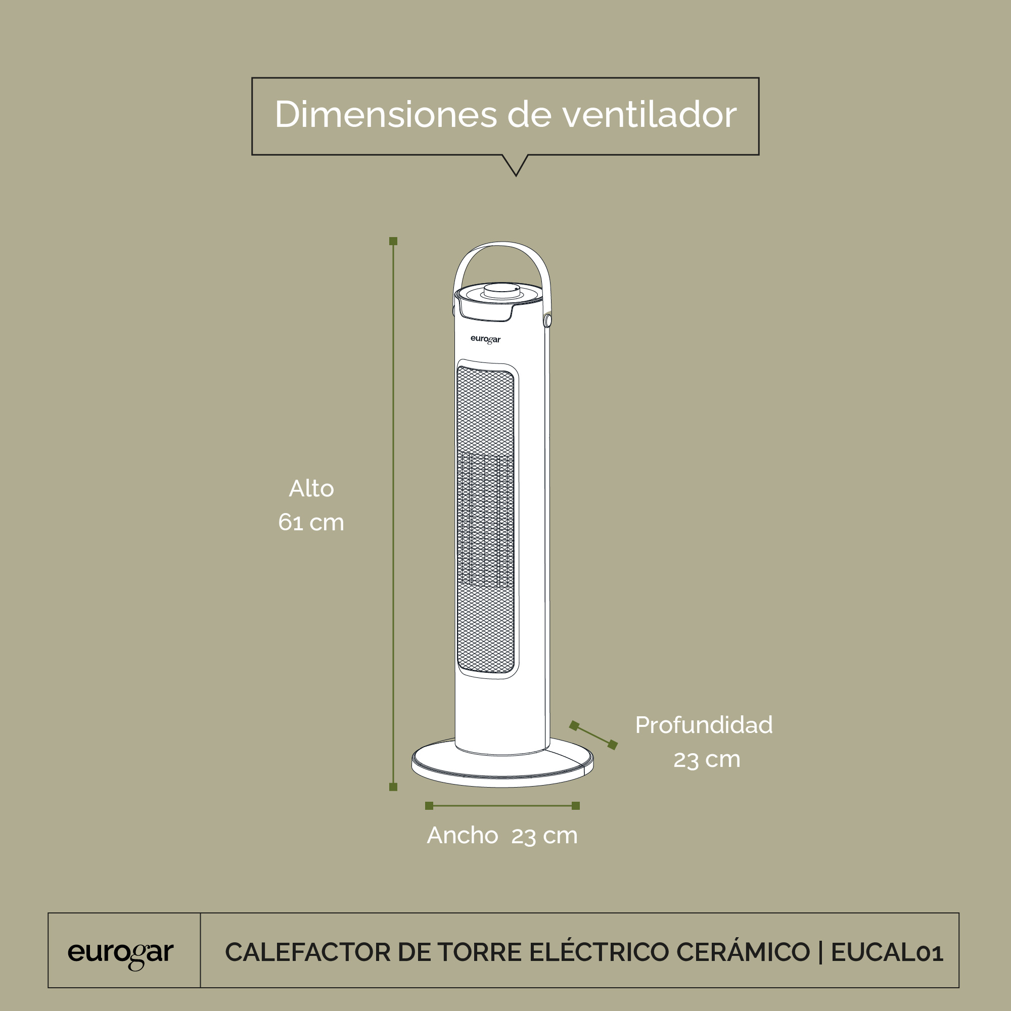 Foto 6 pulgar | Calentador Calefactor Torre Eléctrico Ptc Cerámico Eurogar Eucal01