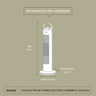 Foto 5 | Calentador Calefactor Torre Eléctrico Ptc Cerámico Eurogar Eucal01