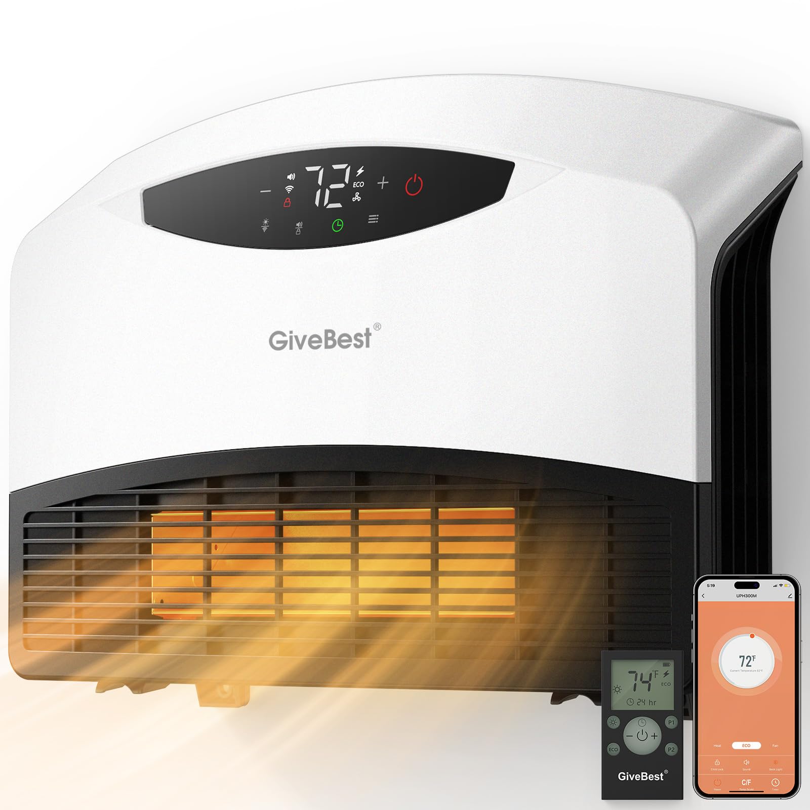 Calentador Eléctrico De Pared Givebest Wifi Remote 1500 W Para Habitación Grande - Venta Internacional. $3,611
