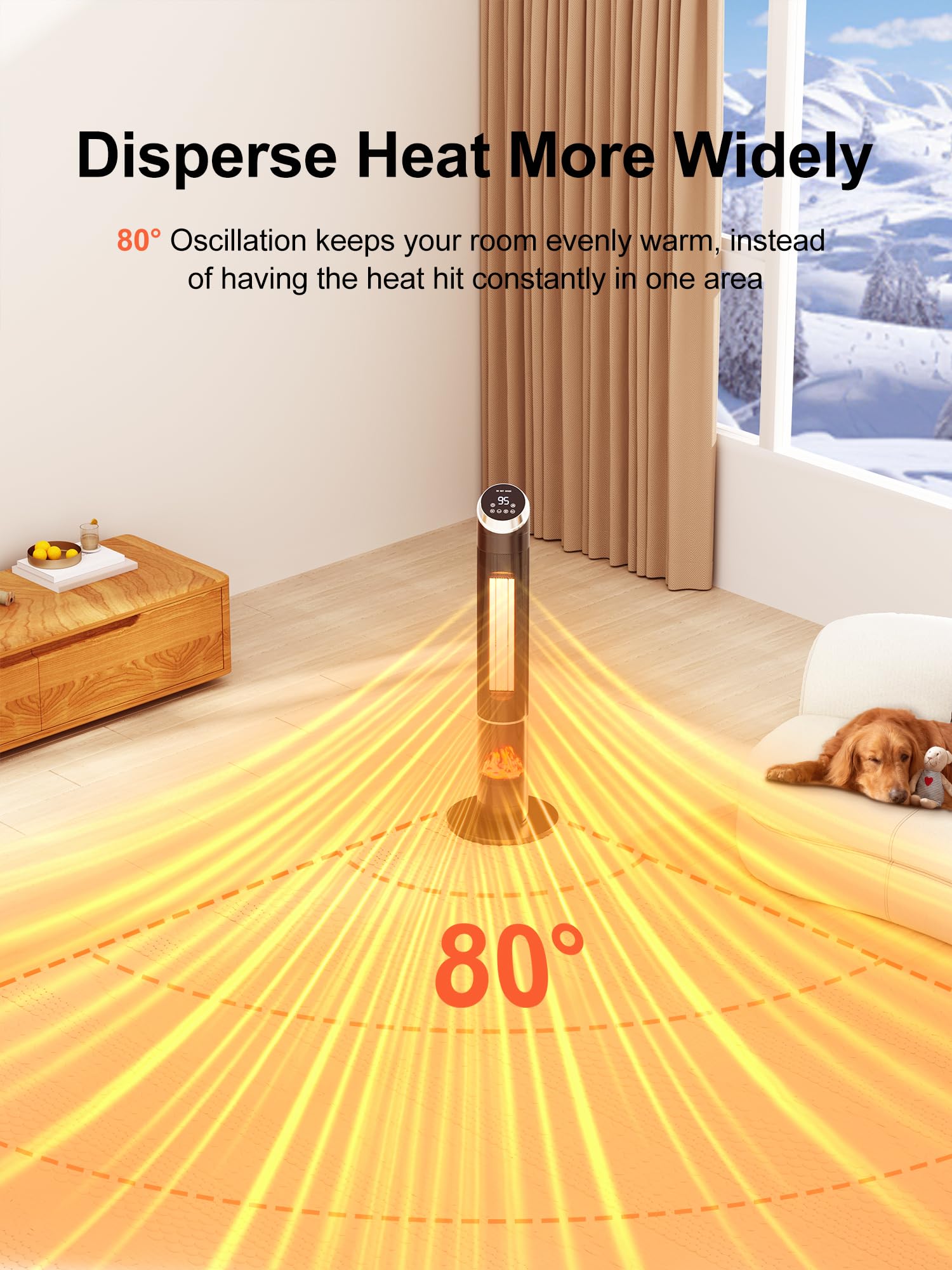 Foto 5 pulgar | Space Heater Uthfy Eléctrico De 38 Pulgadas Con Temporizador Flame De 24 Horas - Venta Internacional.