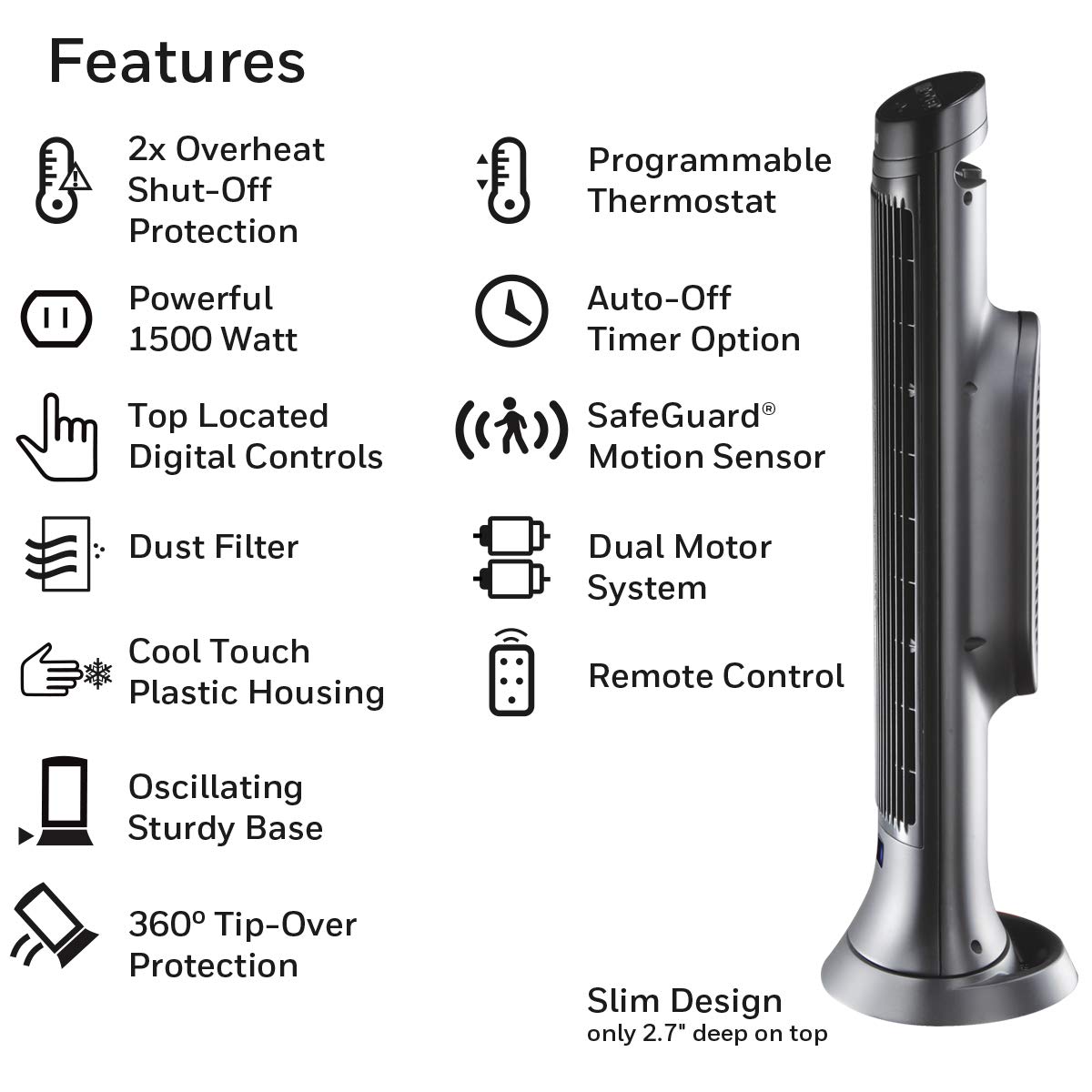 Foto 3 pulgar | Calentador Cerámico Honeywell Safeguard Motion Sensor 1500w - Venta Internacional.