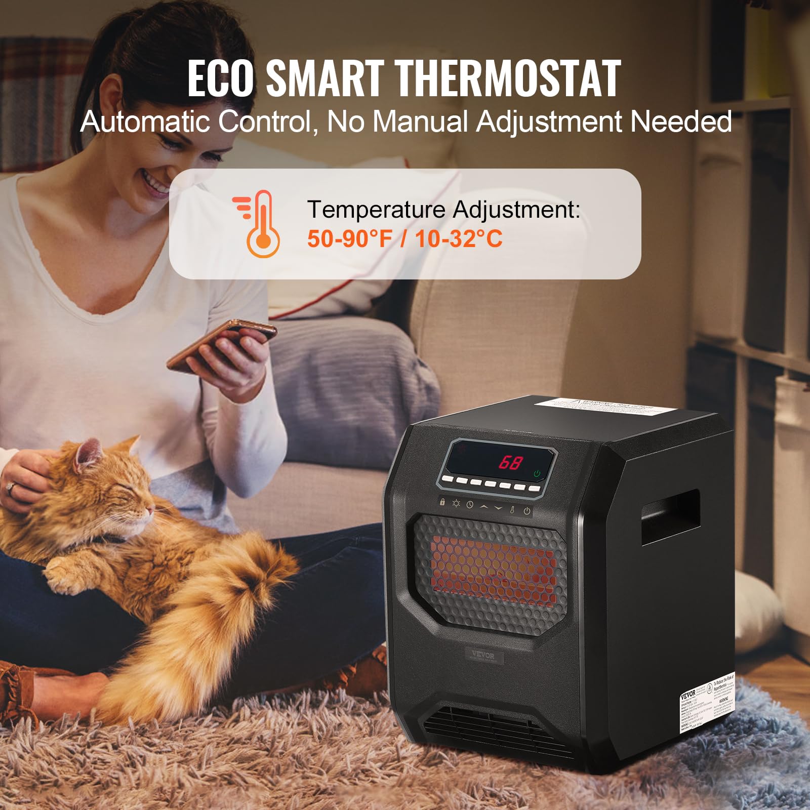 Foto 5 pulgar | Calentador Infrarrojo Vevor 1500w Teledirigido 1500w - Venta Internacional.