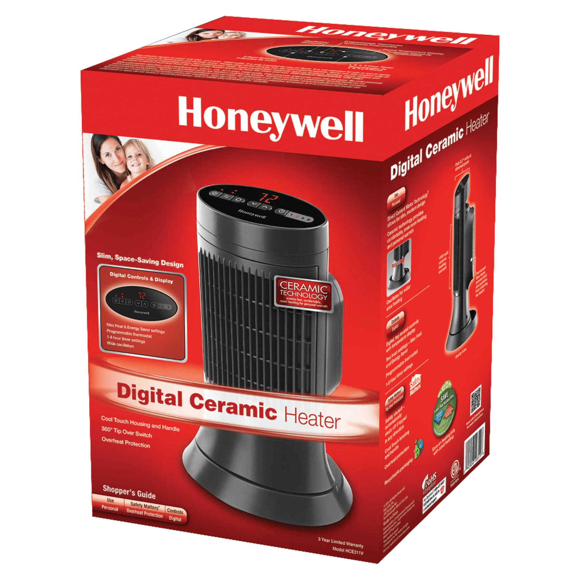 Foto 4 pulgar | Calentador De Torre Compacto De Cerámica Honeywell Hce311v Negro - Venta Internacional.