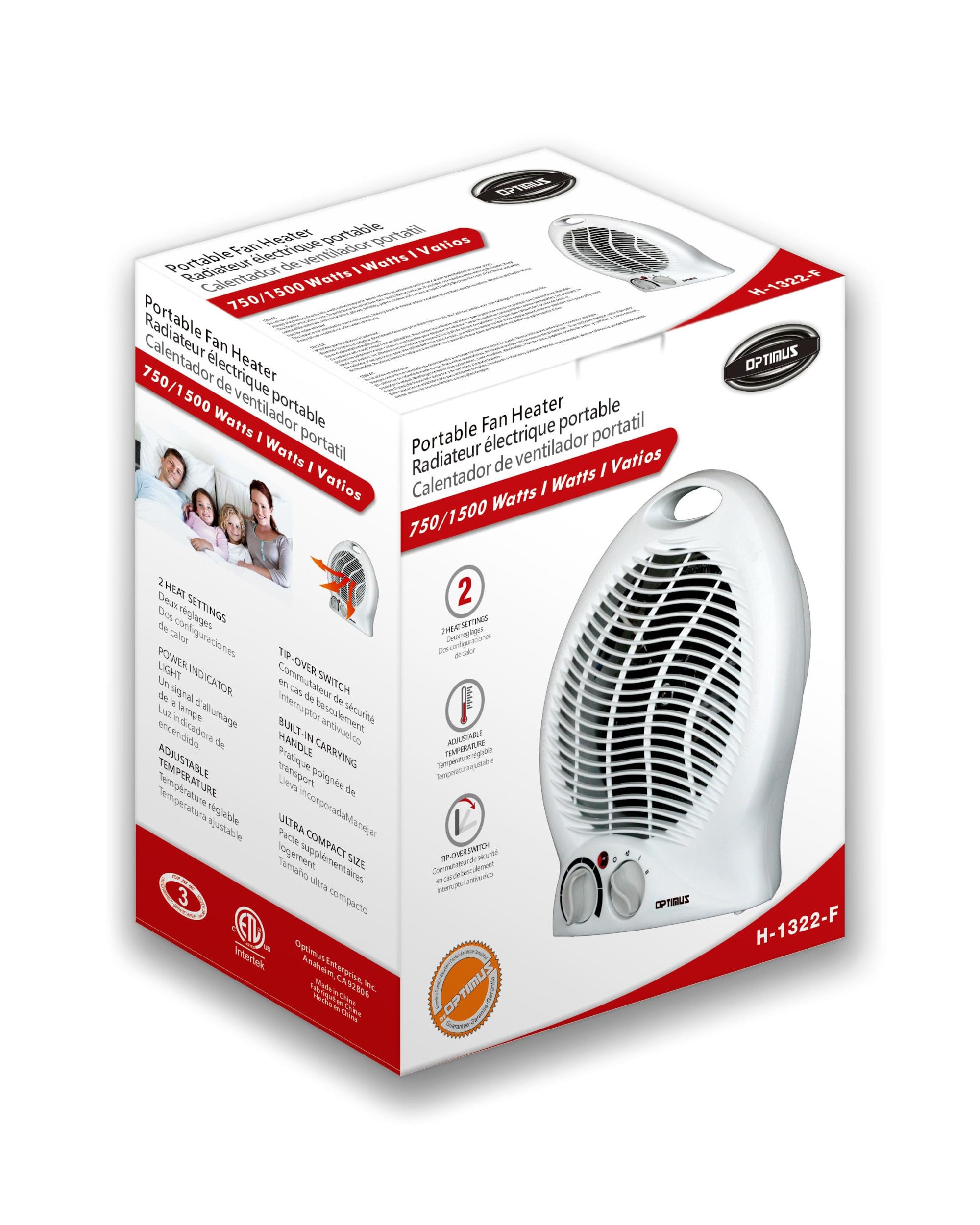 Foto 7 pulgar | Calefactor de Ventilador Optimus H-1322 Portátil 2 Velocidades con Termostato - Venta Internacional