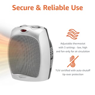 Foto 2 | Calentador Cerámico Amazon Basics de 1500 W para Oficina Y Hogar - Venta Internacional