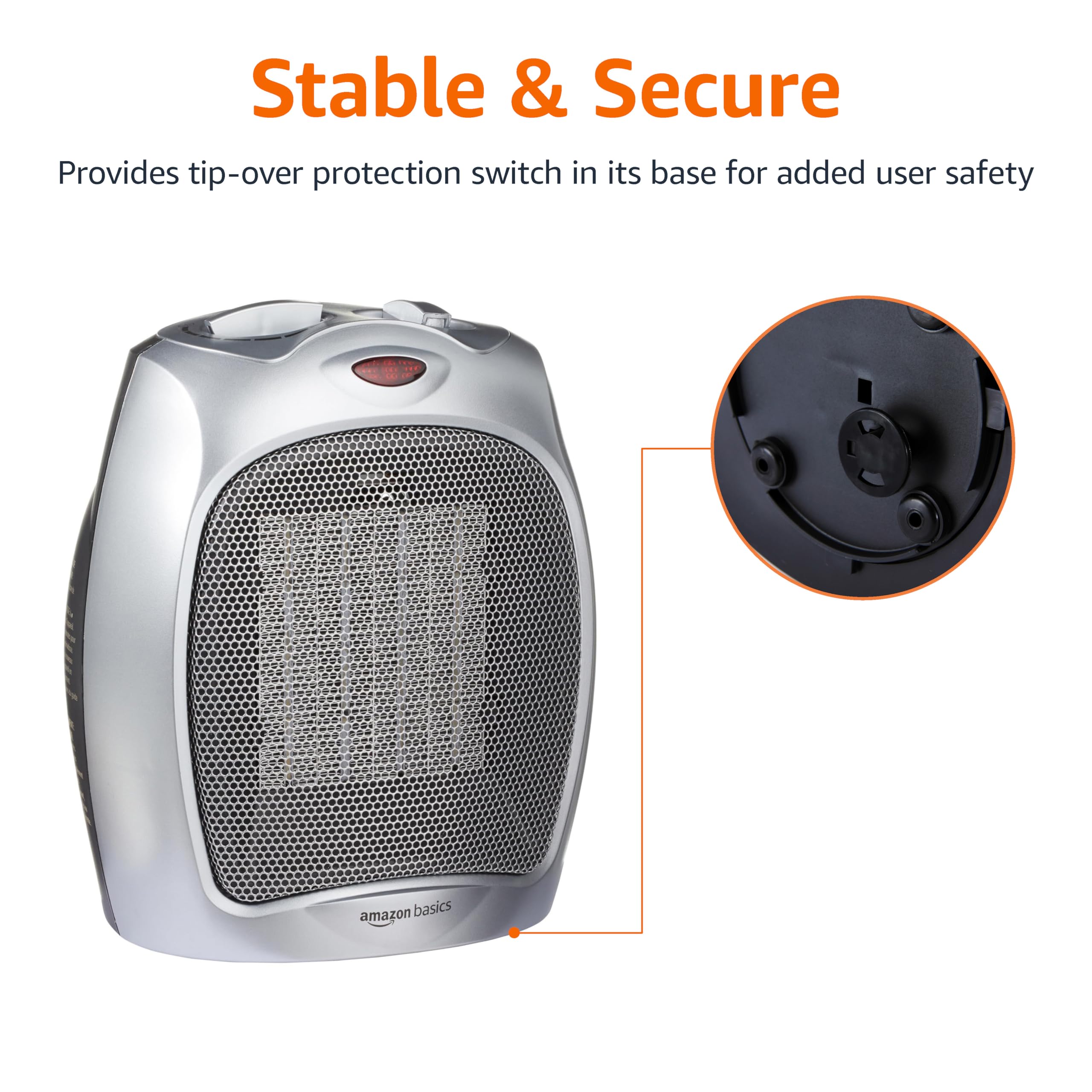 Foto 4 | Calentador Cerámico Amazon Basics de 1500 W para Oficina Y Hogar - Venta Internacional