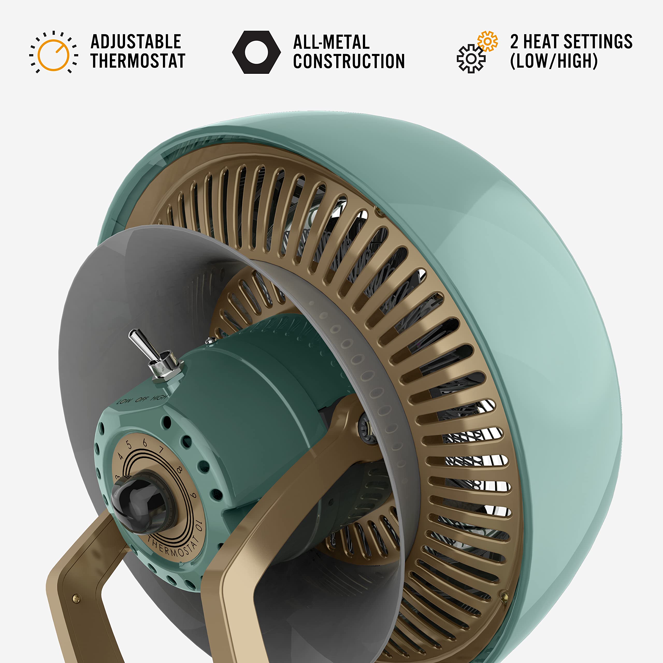 Foto 3 pulgar | Termostato Ajustable Heater Vhornado Vheat Vintage De Metal Verde - Venta Internacional.