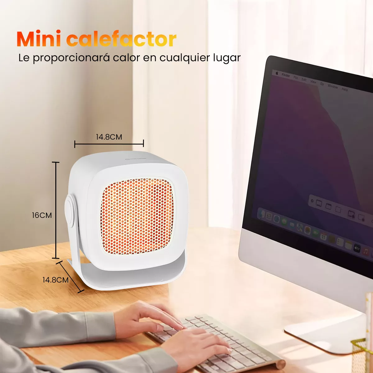 Foto 3 pulgar | Calefactor Eléctrico Portátil de 800W con Tecnología Cerámica y Modo de Ajuste de 2 Velocidades