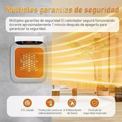 Foto 6 pulgar | Calefactor Eléctrico 800w Portátil para Hogar Silencioso con Control Remoto