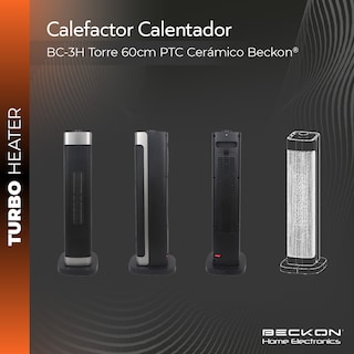 Foto 3 | Calefactor Calentador Eléctrico Cerámico Ptc De Torre Beckon 60 Cm De Alto Turbo Heater 750w / 1500w