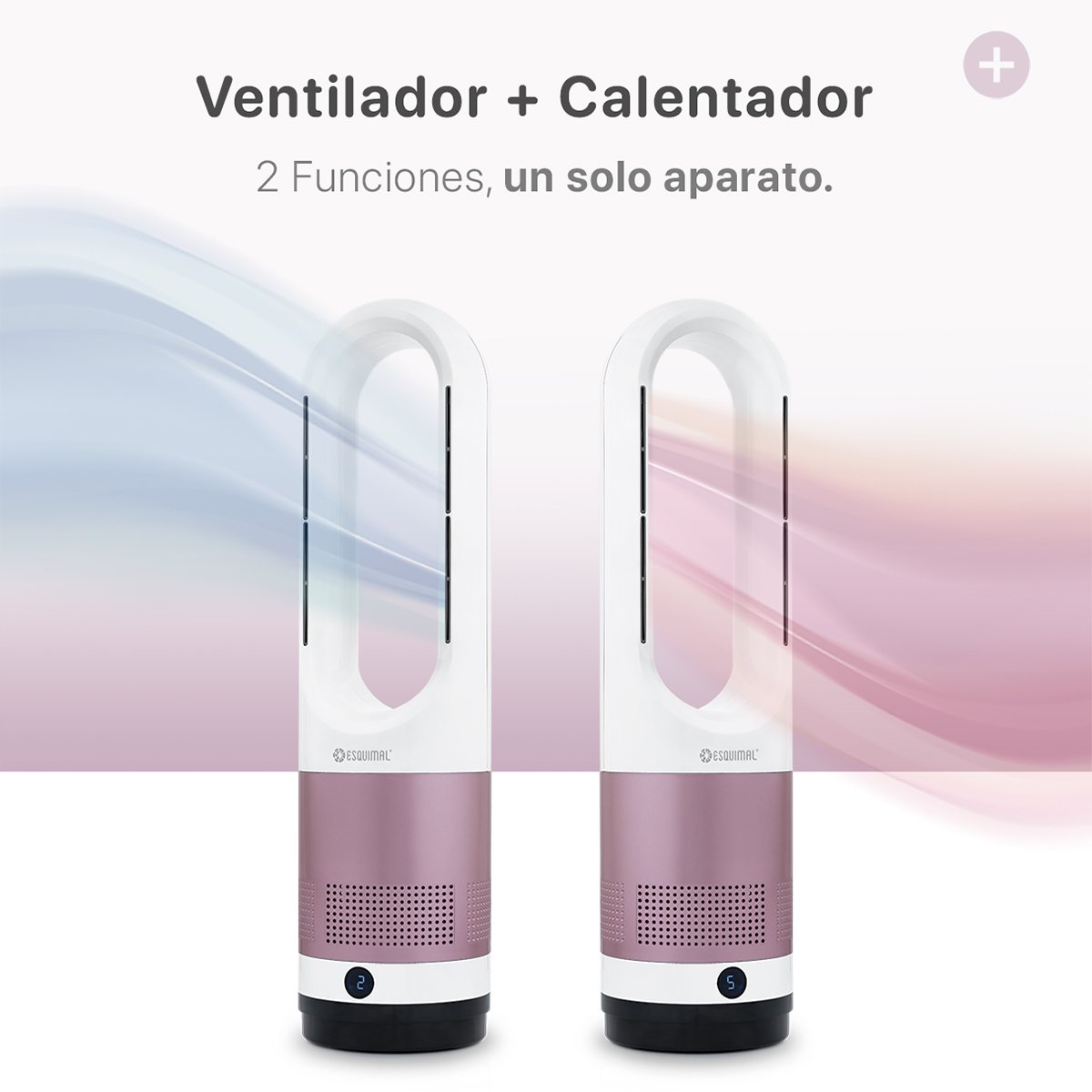 Foto 2 | Ventilador Calefactor 2 en 1 Esquimal Rosa-blanco Sin Aspas Silencioso