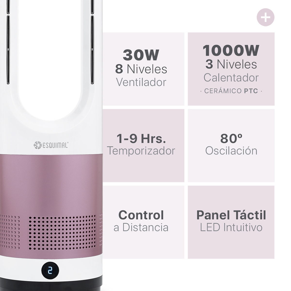 Foto 3 | Ventilador Calefactor 2 en 1 Esquimal Rosa-blanco Sin Aspas Silencioso