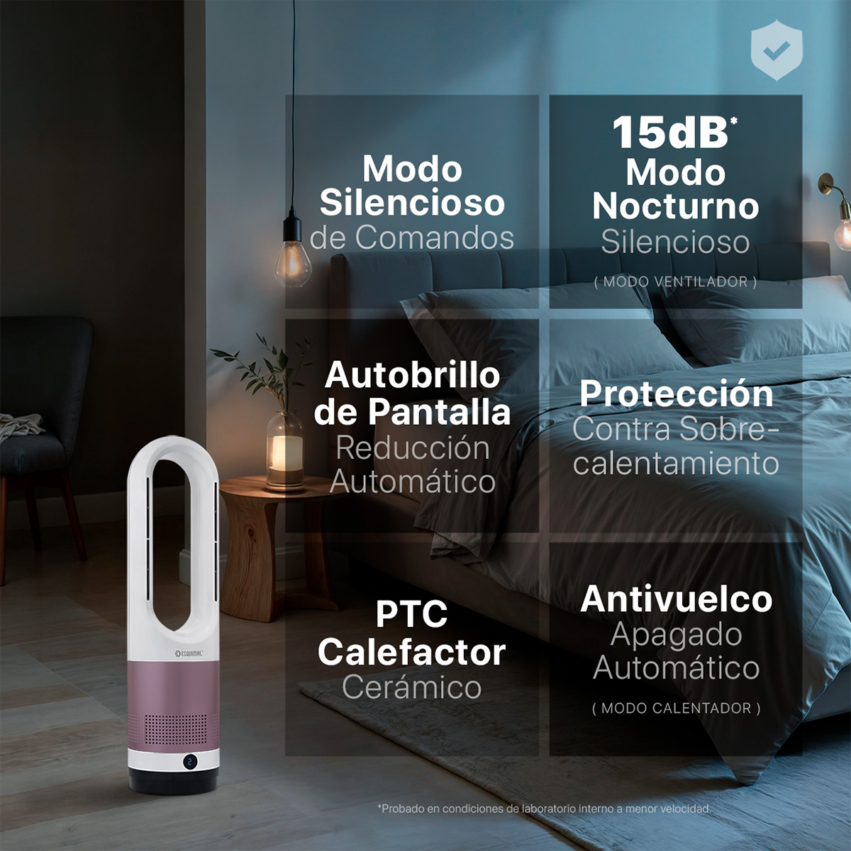 Foto 5 | Ventilador Calefactor 2 en 1 Esquimal Rosa-blanco Sin Aspas Silencioso