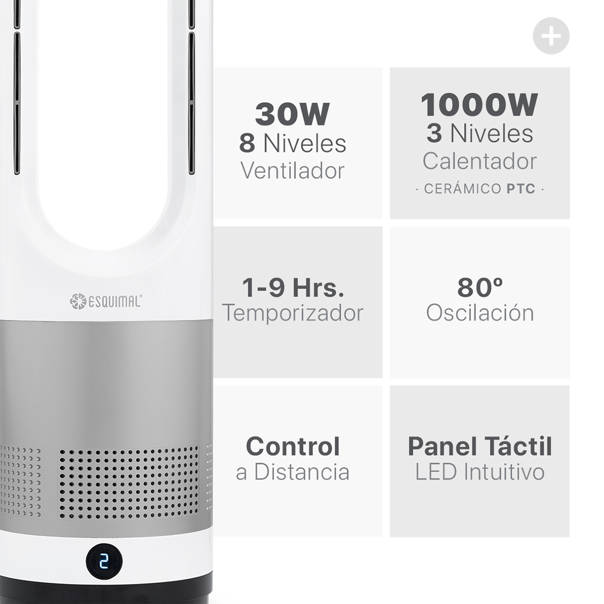Foto 3 | Calefactor Ventilador 2 en 1 Esquimal Plateado sin Aspas Silencioso