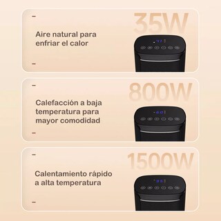 Foto 2 | Calefactor Portátil 3 Niveles 1500w Eo Safe Imports Esi-17206 Negro