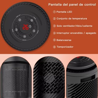 Foto 3 | Calefactor Portátil Con 3 Niveles 1500w Eo Safe Imports Esi-17205 Negro