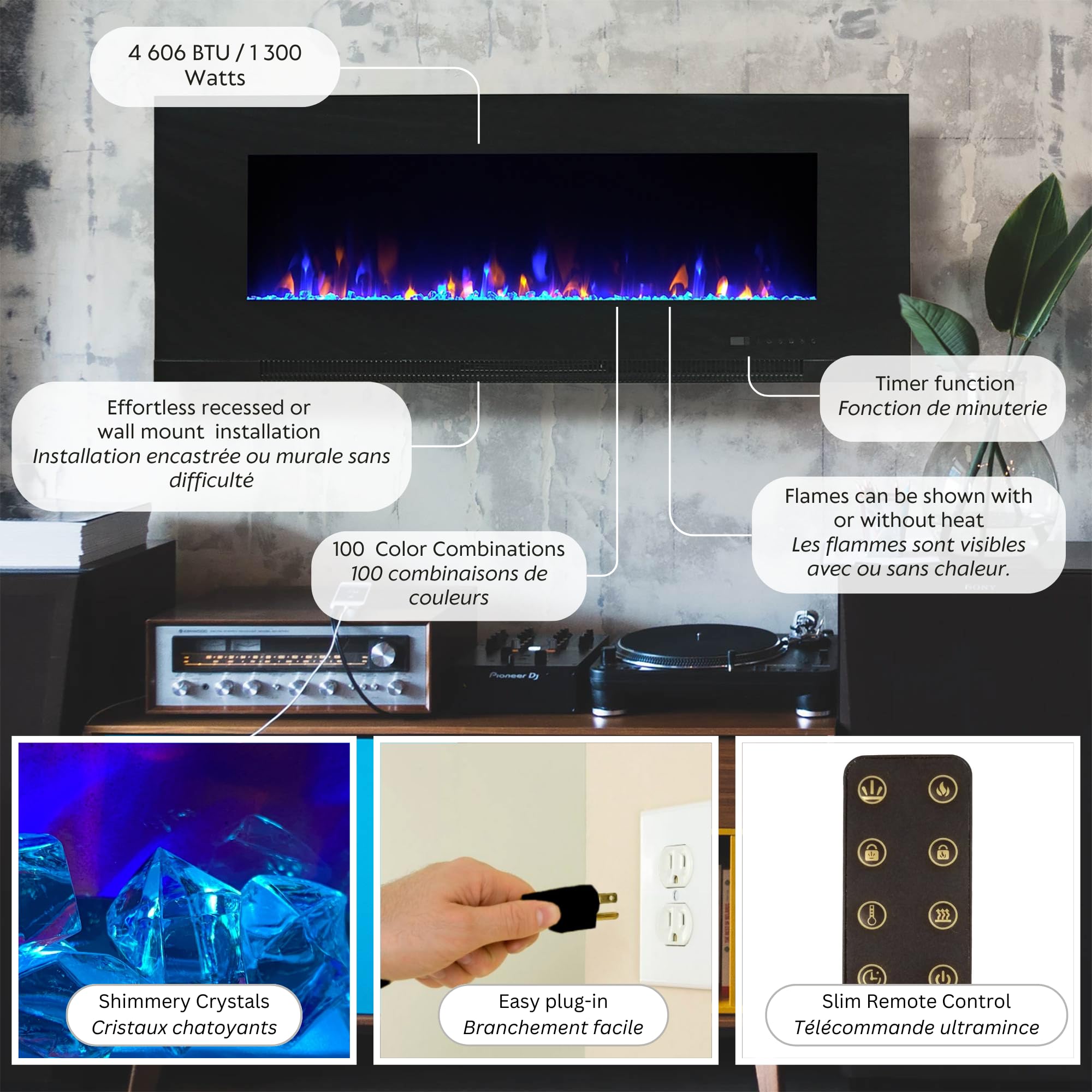 Foto 6 | Chimenea Eléctrica Paramount Mirage 42 Pulgadas 1300w 4606btu - Venta Internacional.