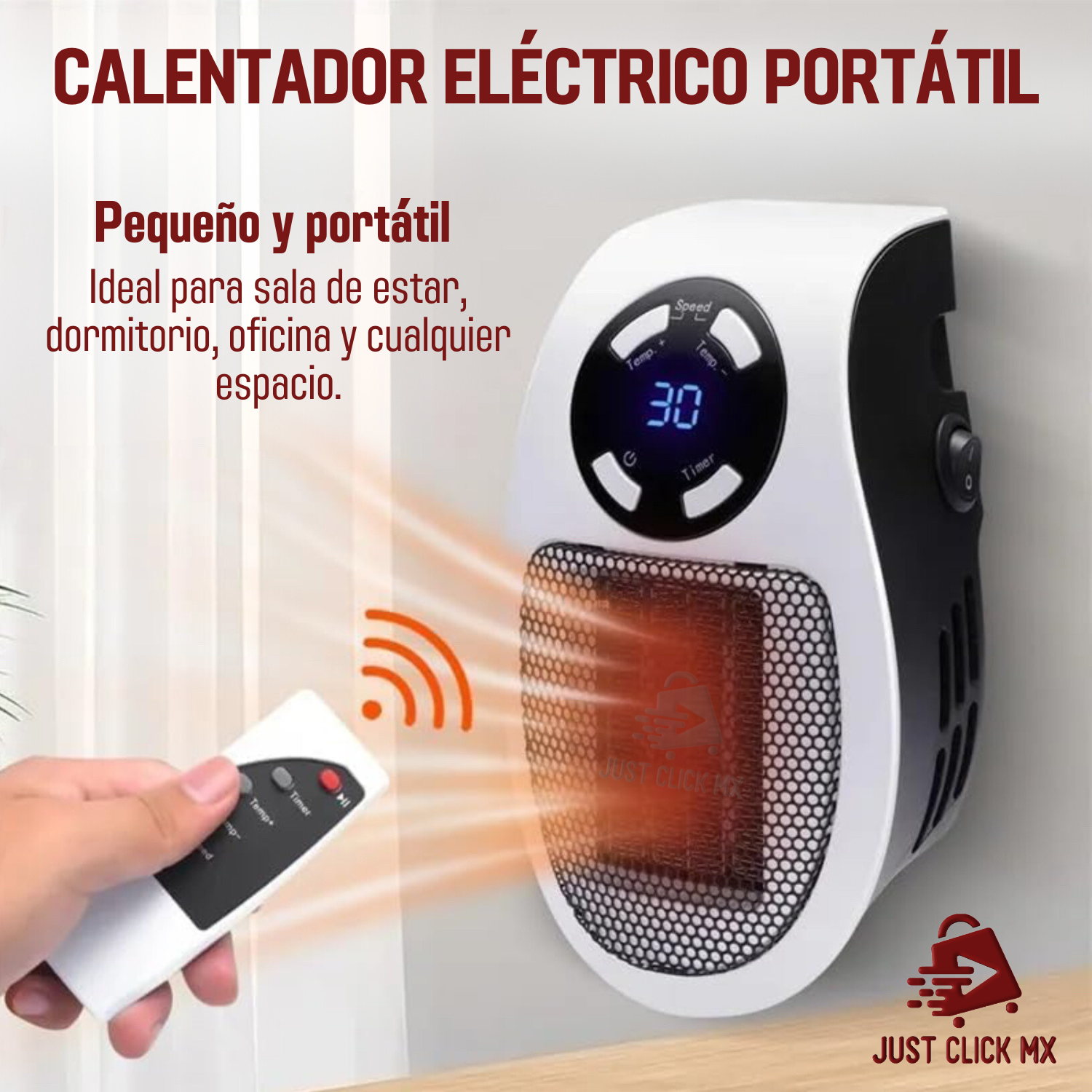 Foto 3 pulgar | Minicalentador JustClick MX Calefactor Eléctrico Con C/r Portátil 500w