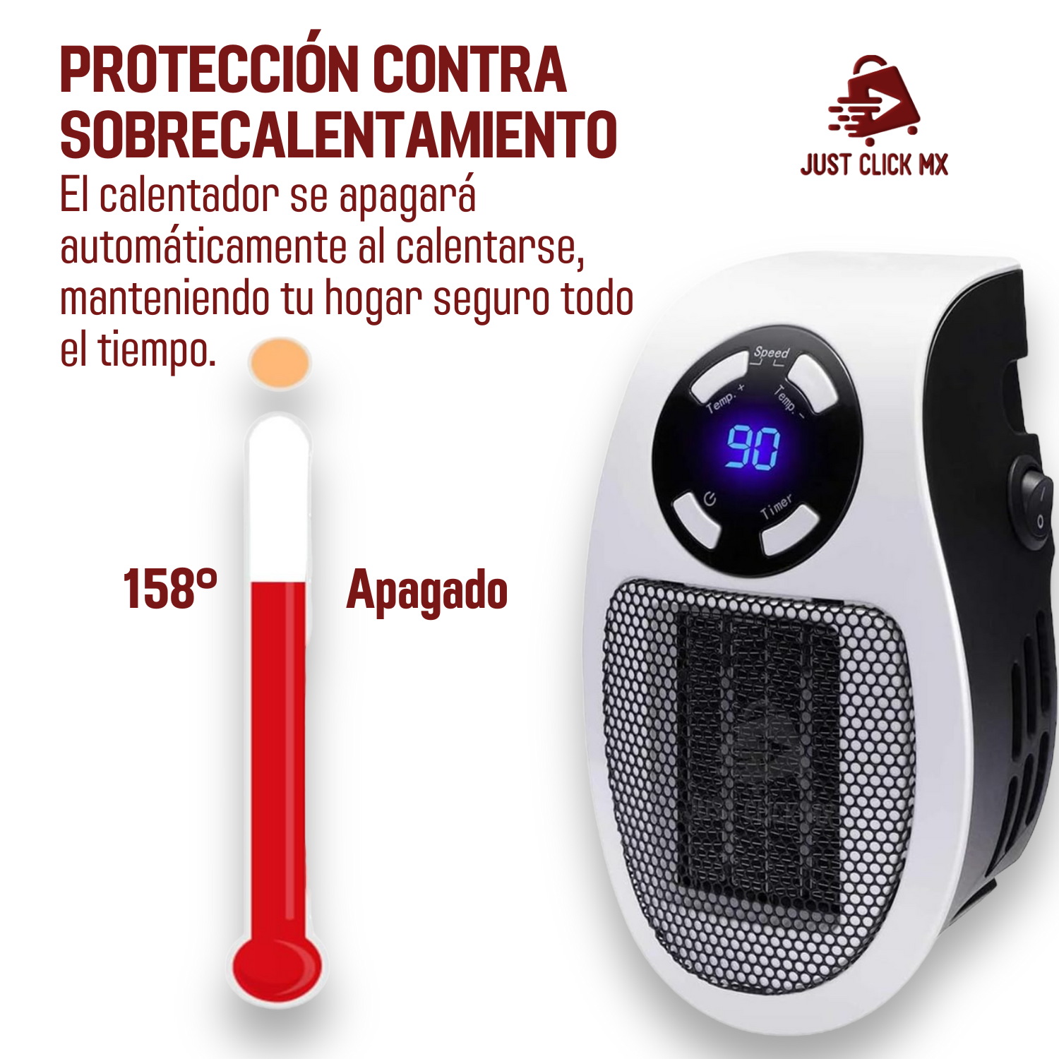 Foto 5 pulgar | Minicalentador JustClick MX Calefactor Eléctrico Con C/r Portátil 500w