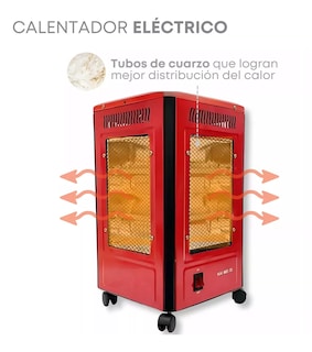 Foto 3 | Calentador 4 Lados Good Home De Cuarzo 2000w Con Ruedas Rojo