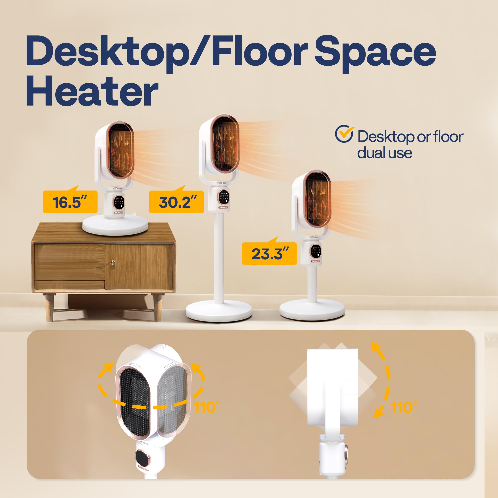 Foto 4 | Calentador Eléctrico Vivohome 1200w Ptc Ceramic 3d Oscilante - Venta Internacional.