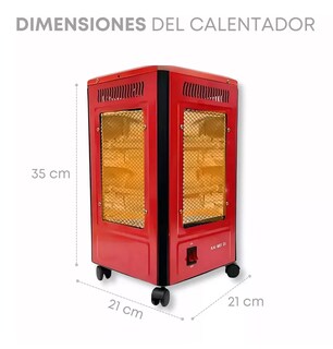 Foto 2 | Calentador 4 Lados Good Home De Cuarzo 2000w Con Ruedas Rojo