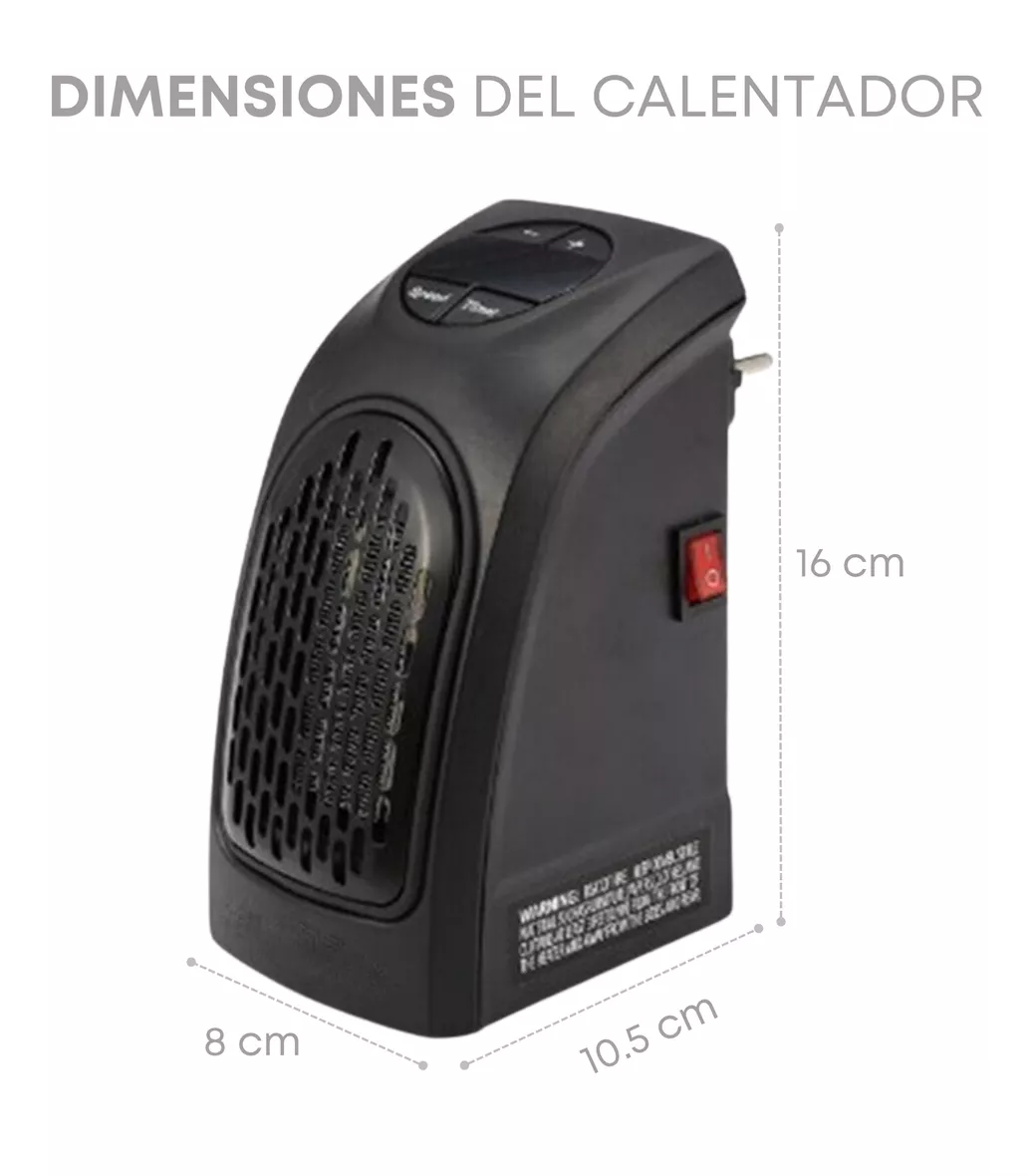 Foto 2 | Mini Calentador Eléctrico Portátil Ajustable de Pared Negro