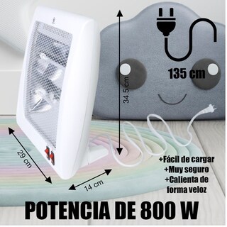 Foto 5 | Calefactor Calentador Eléctrico 2 Niveles 800w Blanco