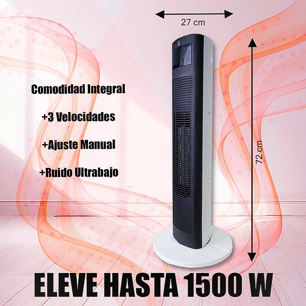 Foto 4 pulgar | Calentador De Torre 1500w 3 Velocidades Oscilación Moderna
