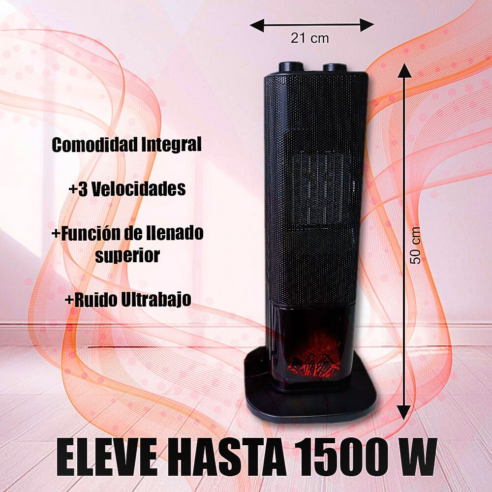 Foto 9 pulgar | Calefactor Calentador De Torre Cerámico Ptc 1500w Negro