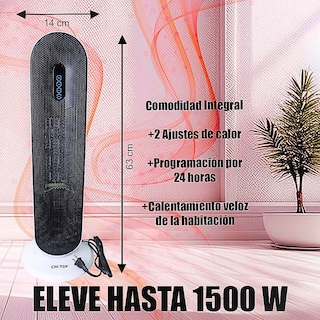 Foto 2 | Calefactor Electrico Calentador Ceramico de Torre 1500w