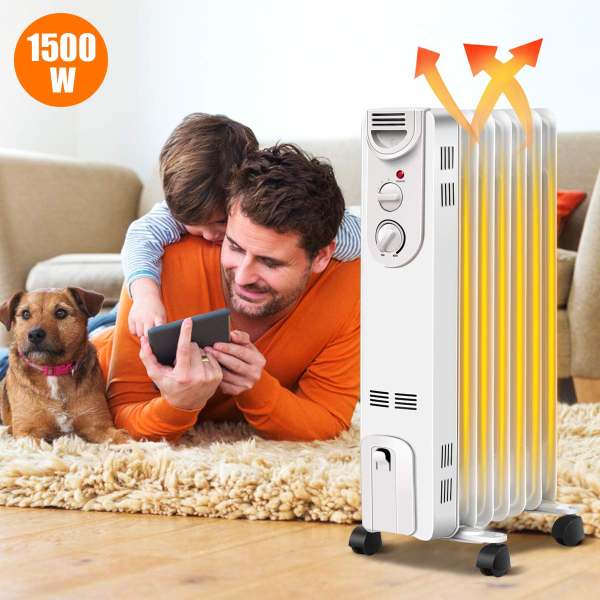 Foto 3 pulgar | Calentador de Radiador Lleno de Aceite Costway Portátil 1500 W 7 Aletas - Venta Internacional
