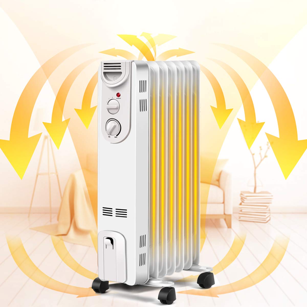 Foto 5 | Calentador de Radiador Lleno de Aceite Costway Portátil 1500 W 7 Aletas - Venta Internacional
