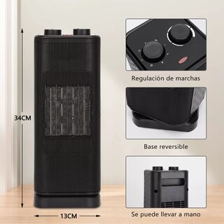 Foto 5 | Calefactor Eléctrico De Aire De Torre Cerámico Color Negro