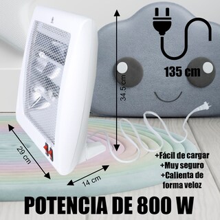Foto 4 | Calefactor Eléctrico De 2 Niveles Calefacción Rápida Color Blanco