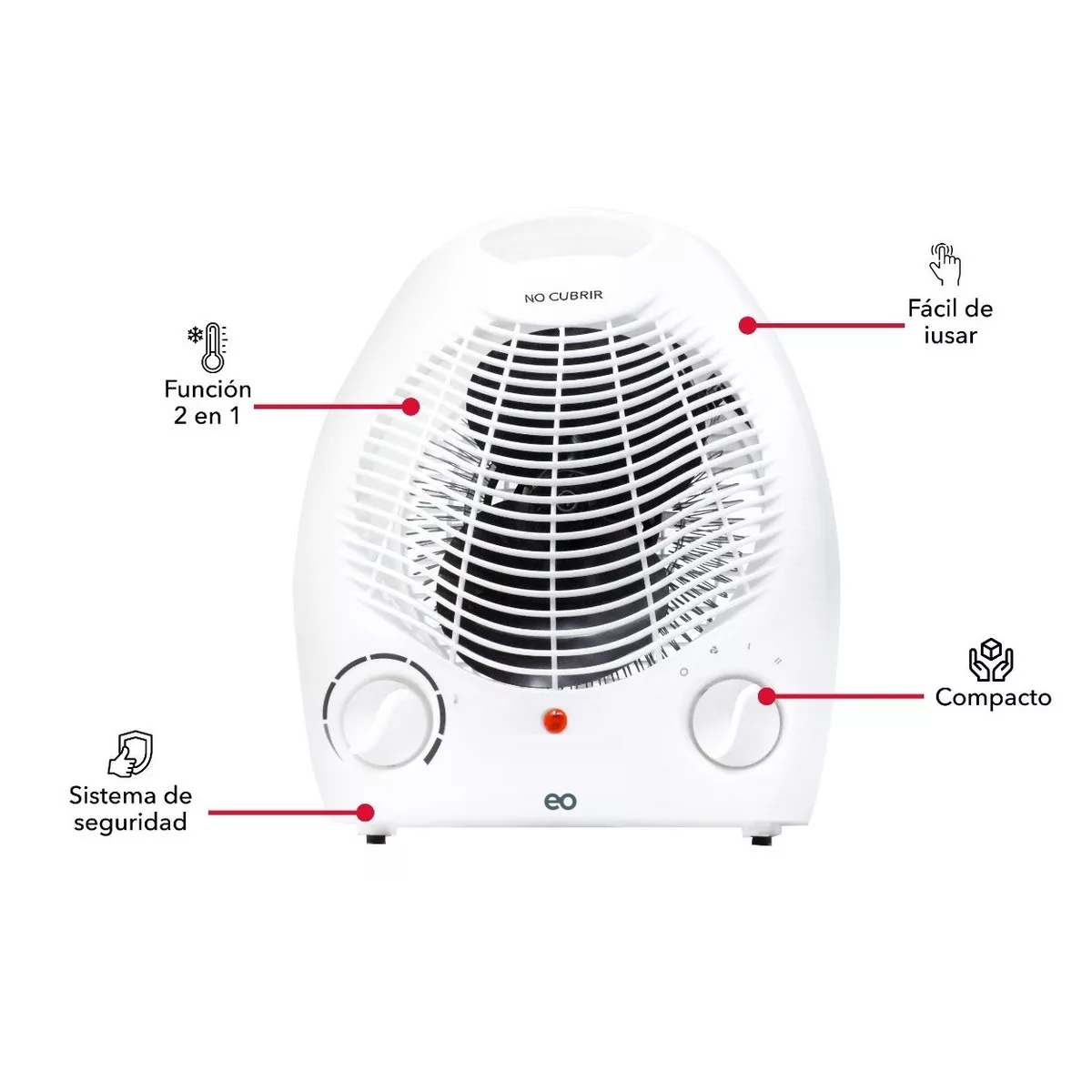 Foto 5 | Calefactor con Ventilador Eo Safe Imports Esi-10510-1 Blanco