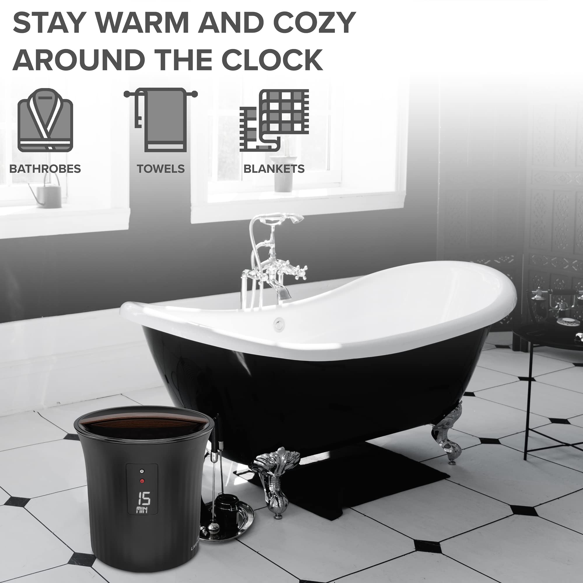 Foto 7 pulgar | Towel Warmer Live Fine Bucket Style Con Toalla Led De 40 X 70 Cm - Venta Internacional.