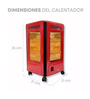 Foto 2 | Calentador 4 Lados Good Home De Cuarzo 2000w Con Ruedas Rojo