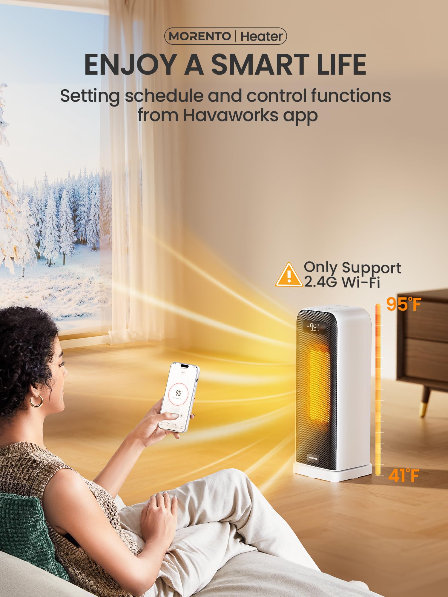 Foto 3 pulgar | Space Heaters Morento Smart Con Control Wi-fi Eléctrico De 1500 W - Venta Internacional.