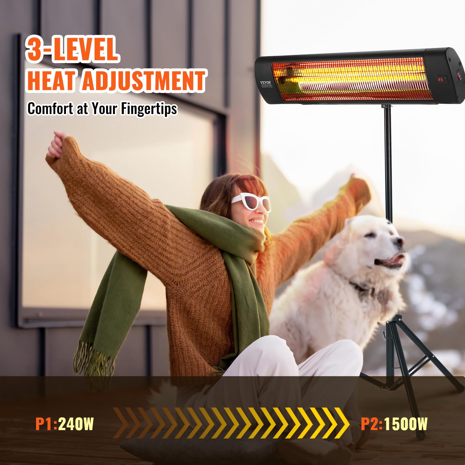 Foto 3 | Calentador Infrarrojo Vevor De 1500 W Con Mando A Distancia Led, 34 Cm, Con Soporte - Venta Internacional.