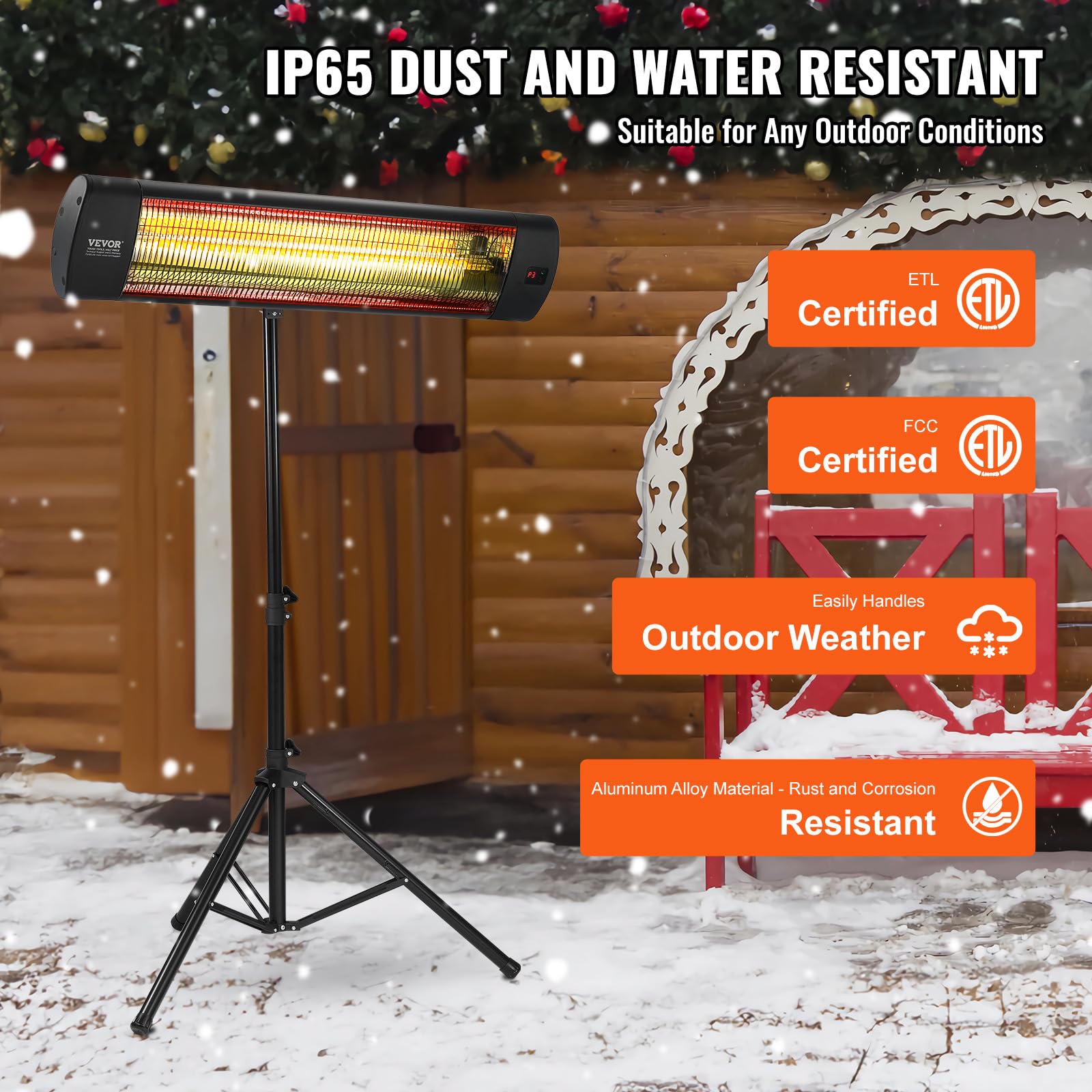 Foto 4 | Calentador Infrarrojo Vevor De 1500 W Con Mando A Distancia Led, 34 Cm, Con Soporte - Venta Internacional.