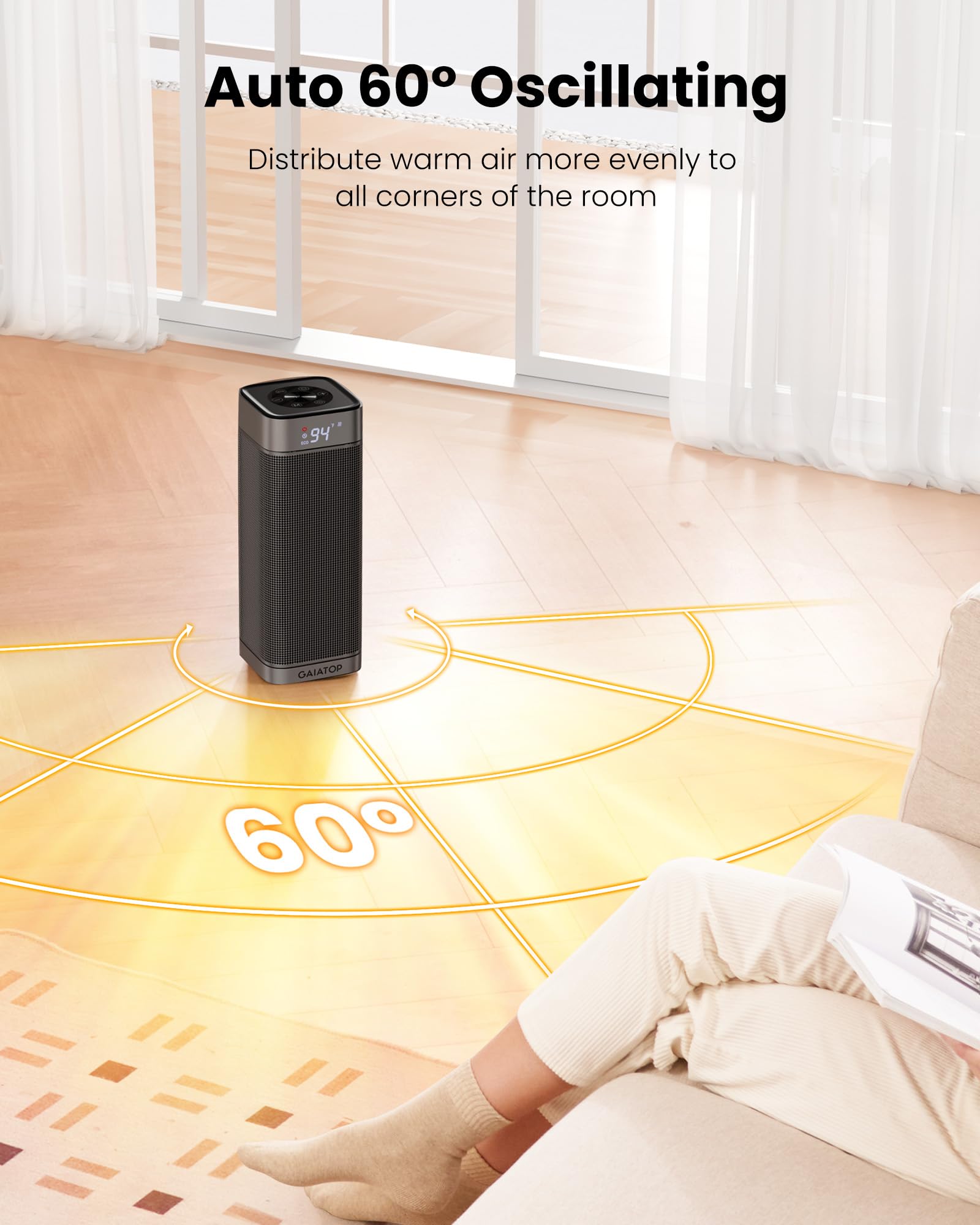 Foto 5 pulgar | Calentador Portátil Eléctrico Gaiatop De 1500 W Con Mando A Distancia - Venta Internacional.