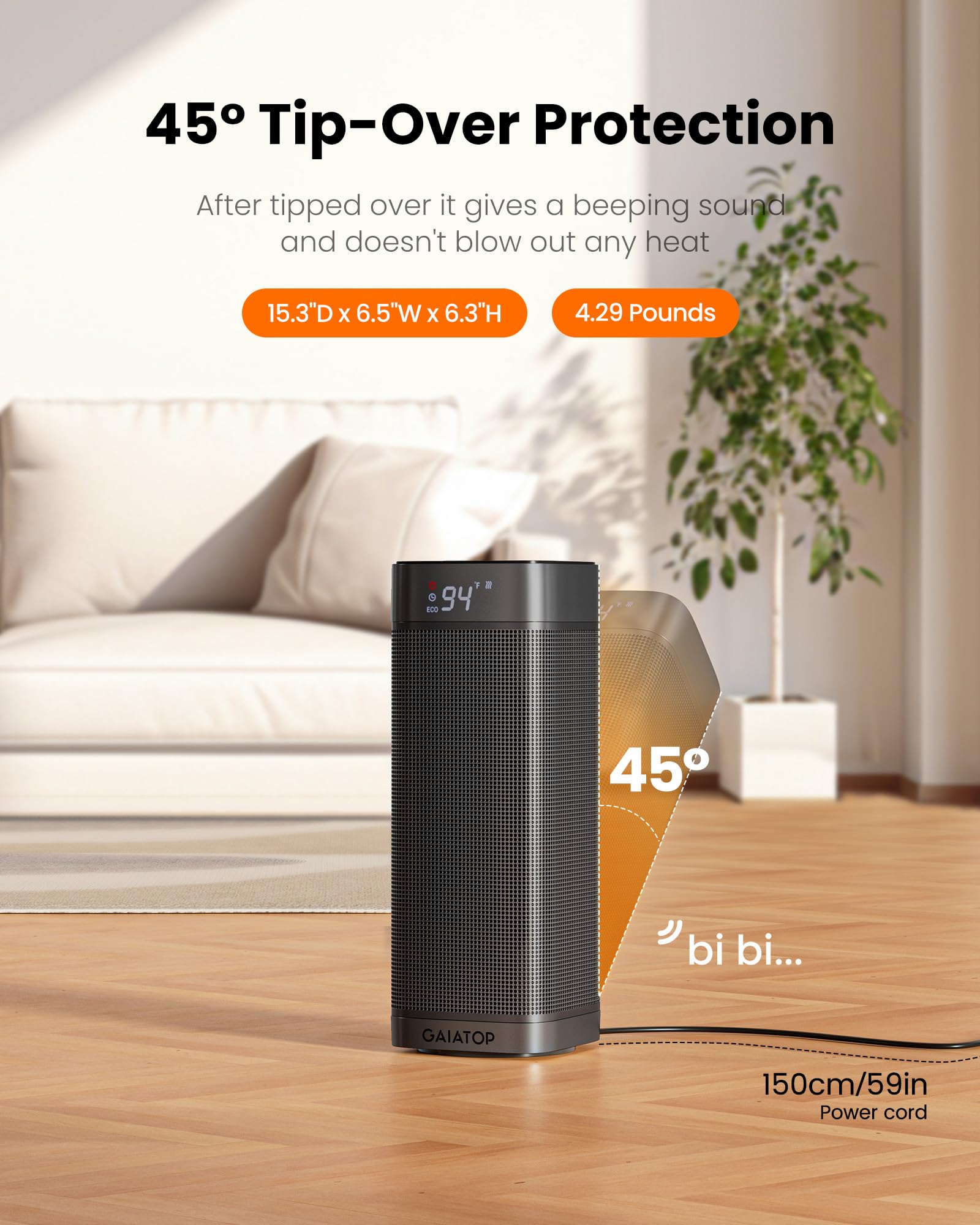 Foto 6 pulgar | Calentador Portátil Eléctrico Gaiatop De 1500 W Con Mando A Distancia - Venta Internacional.